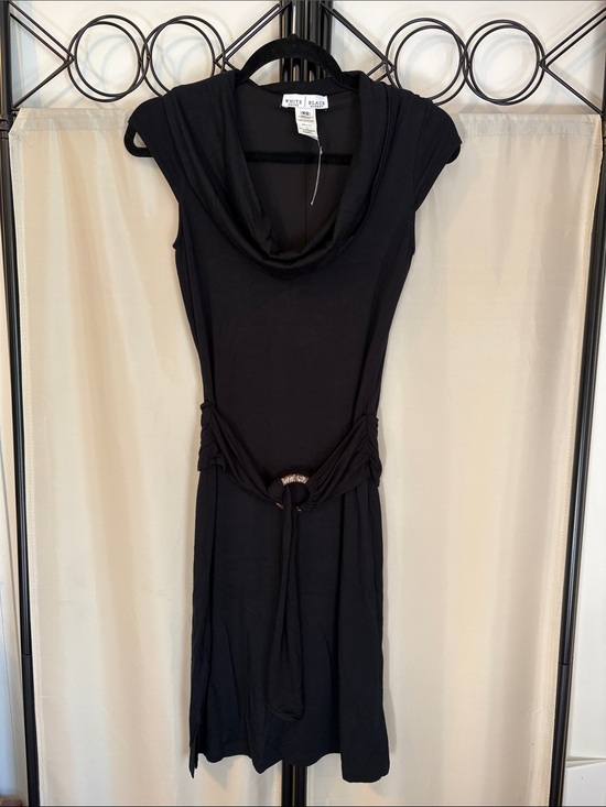 White House Black Market Dresses & Skirts - White House Black Market Black Cowl-Neck Midi Dress with Waist Ring